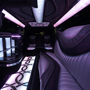 Frisco limousine interior seats purple